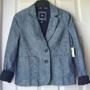 GAP Women's Blue Blazer with Polka Dot Lining